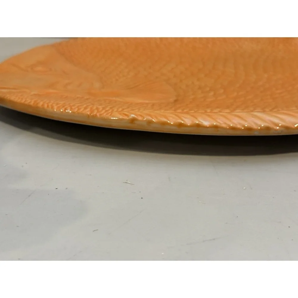Vintage Style•Eyes By Baum Bros Embossed Fish Collection Orange Platter